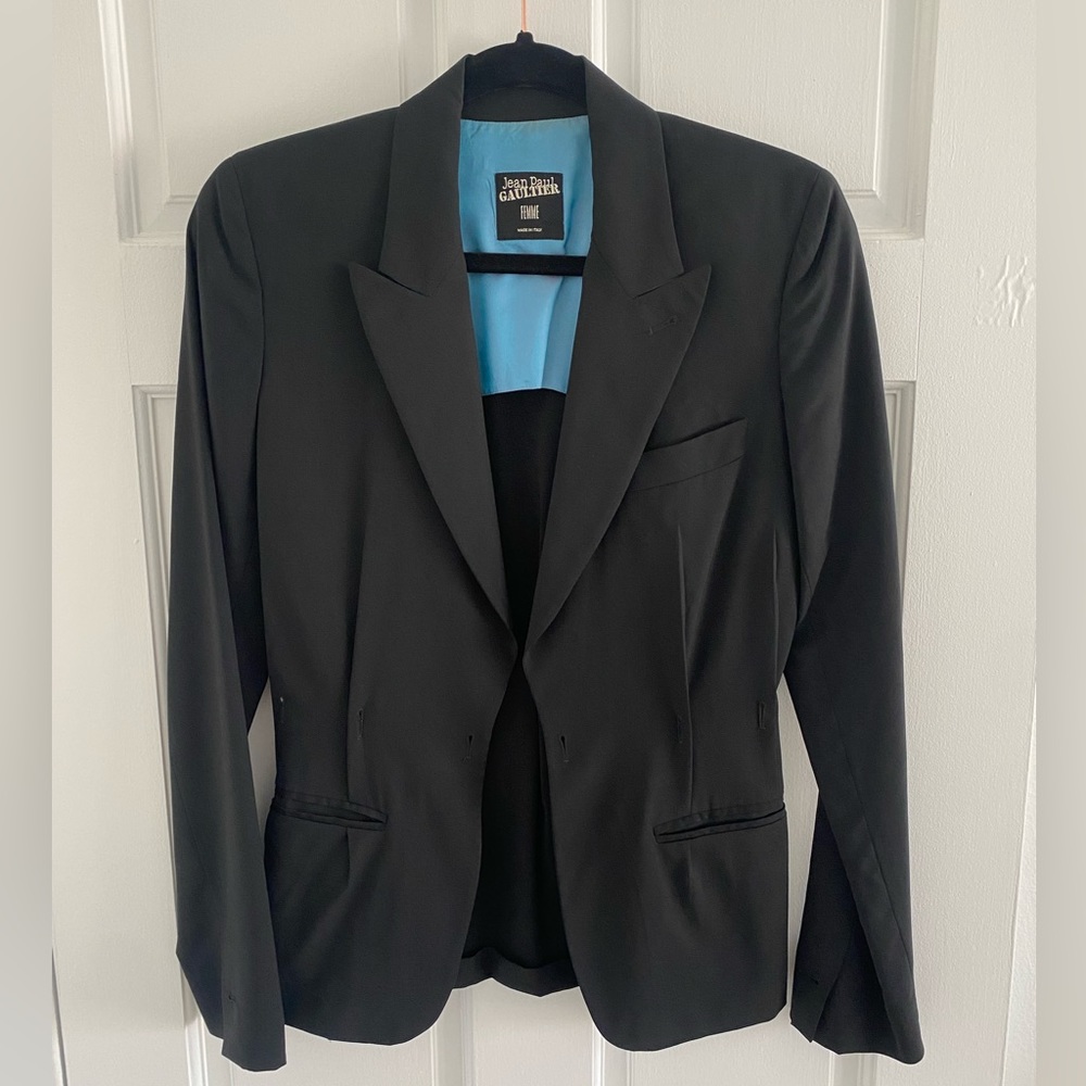 Pre-owned Jean Paul Gaultier Femme black blazer with button hole details